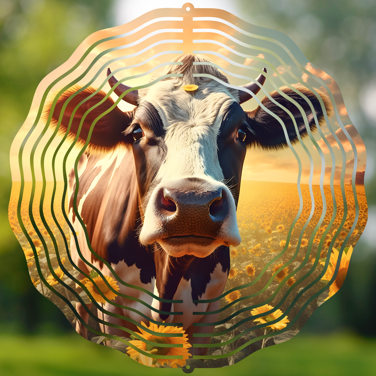 Sunflower Farm Cow Wind Spinner