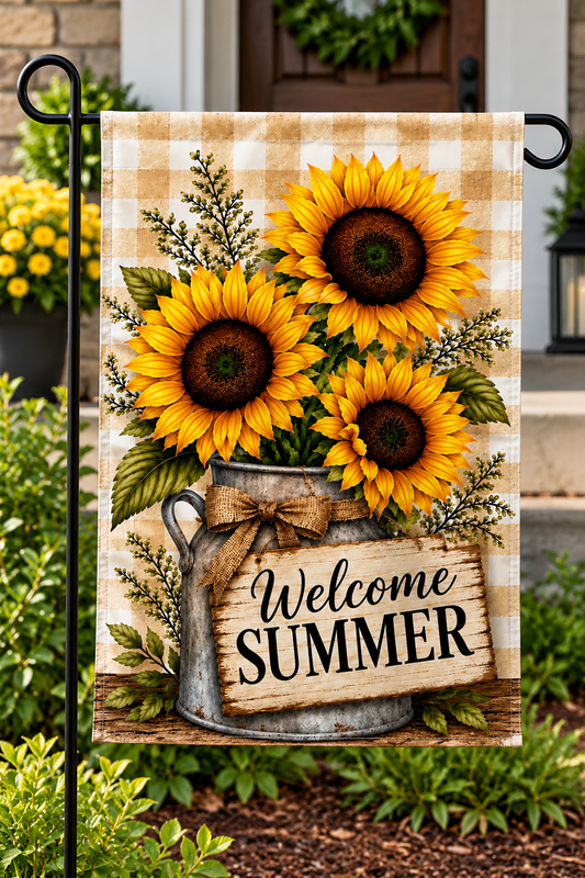 Sunshine & Gingham Garden Flag
