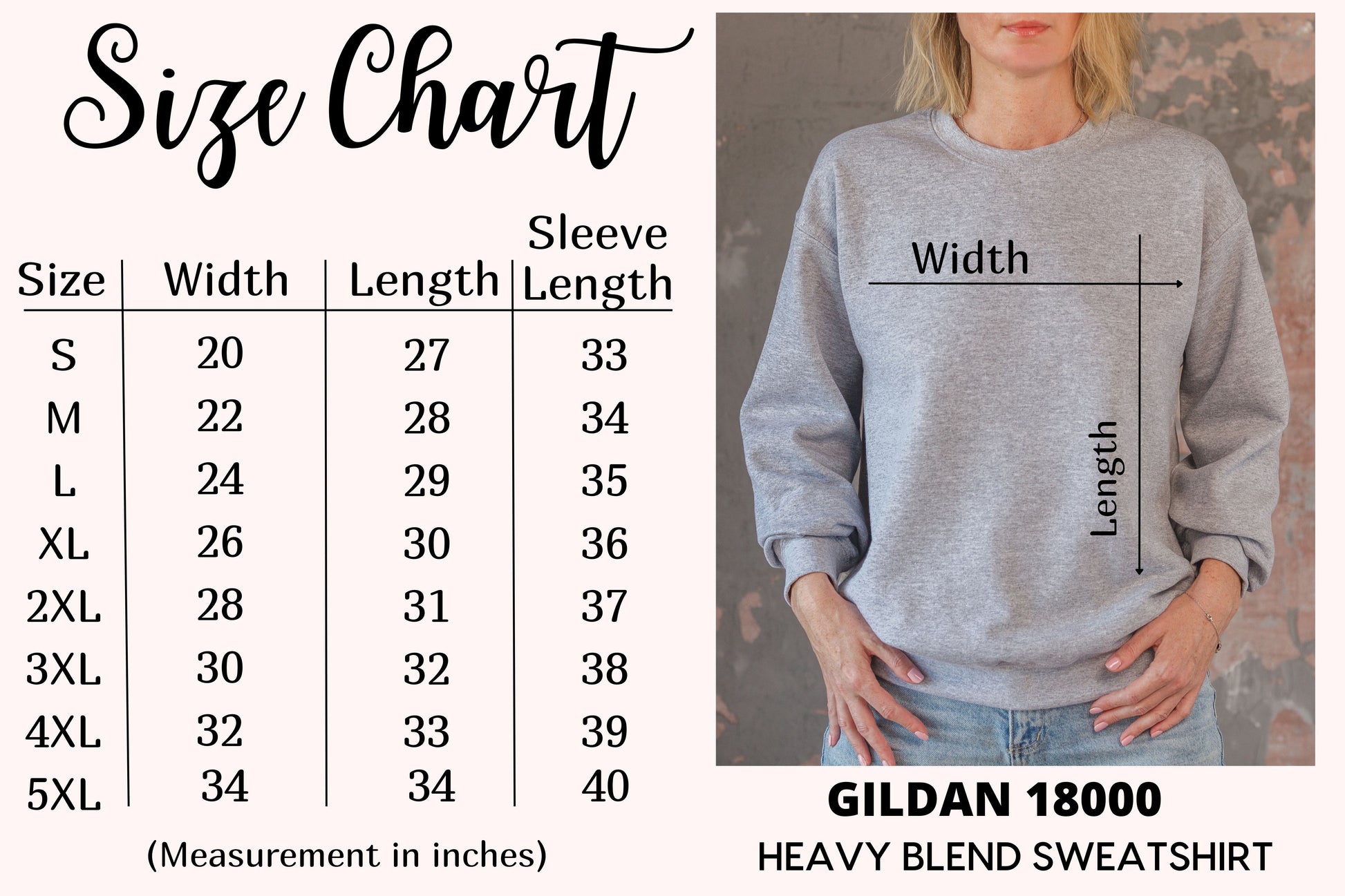 Sweatshirt Size Chart