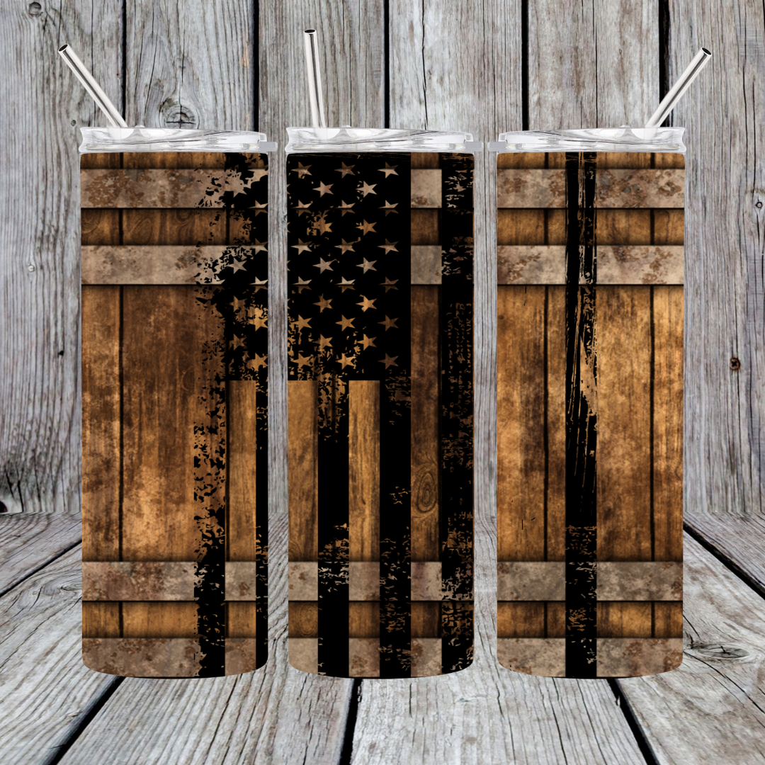 20 oz Rustic American Flag Tumbler