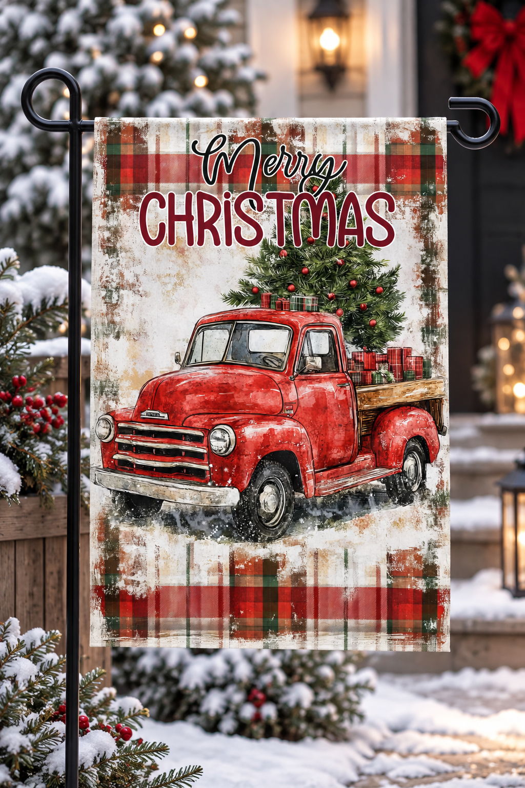 Vintage Christmas Truck Garden Flag