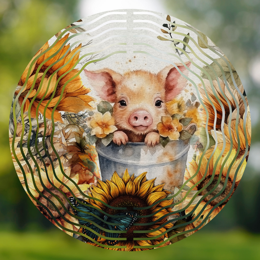 Whimsical Piglet Wind Spinner