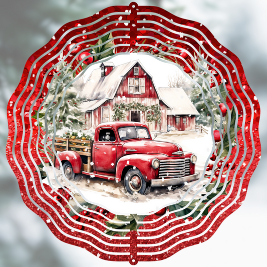 Red Truck Christmas Wind Spinner