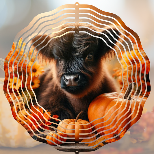 Autumn Highland Calf Wind Spinner