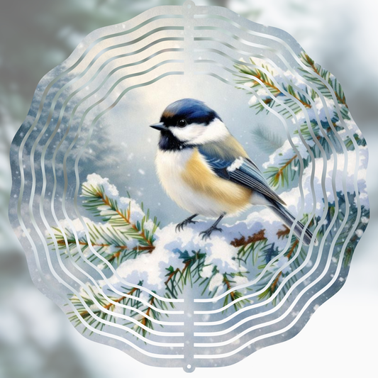Winter Chickadee Garden Wind Spinner