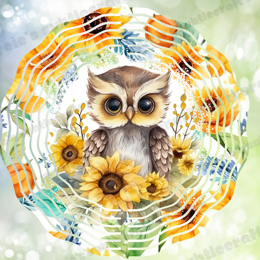 Owl and Sunflower Wind Spinner