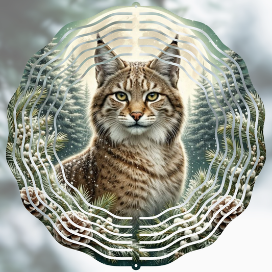 Winter Lynx Garden Wind Spinner