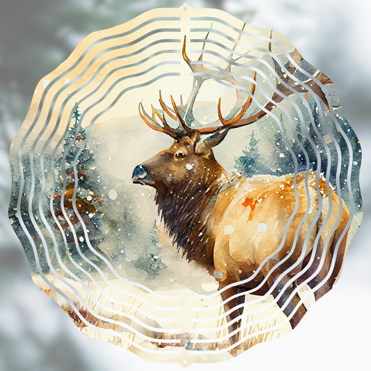 Winter Elk Wind Spinner