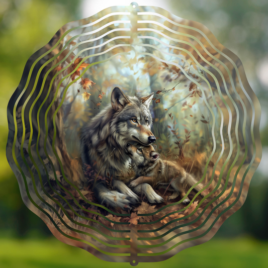 Whispering Wolves Wind Spinner