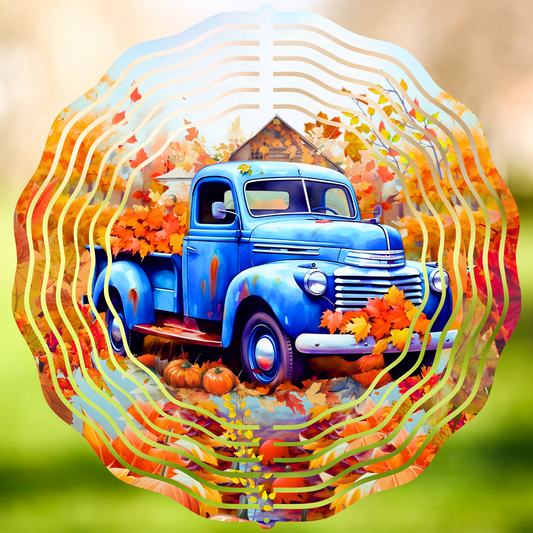 Blue Truck Fall Wind Spinner