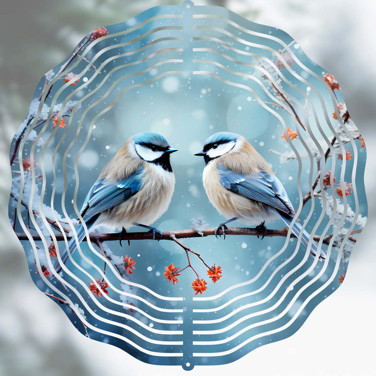 Winter Chickadees Wind Spinner
