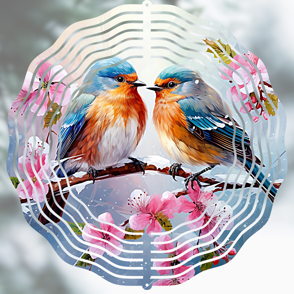 Winter Lovebirds Wind Spinner