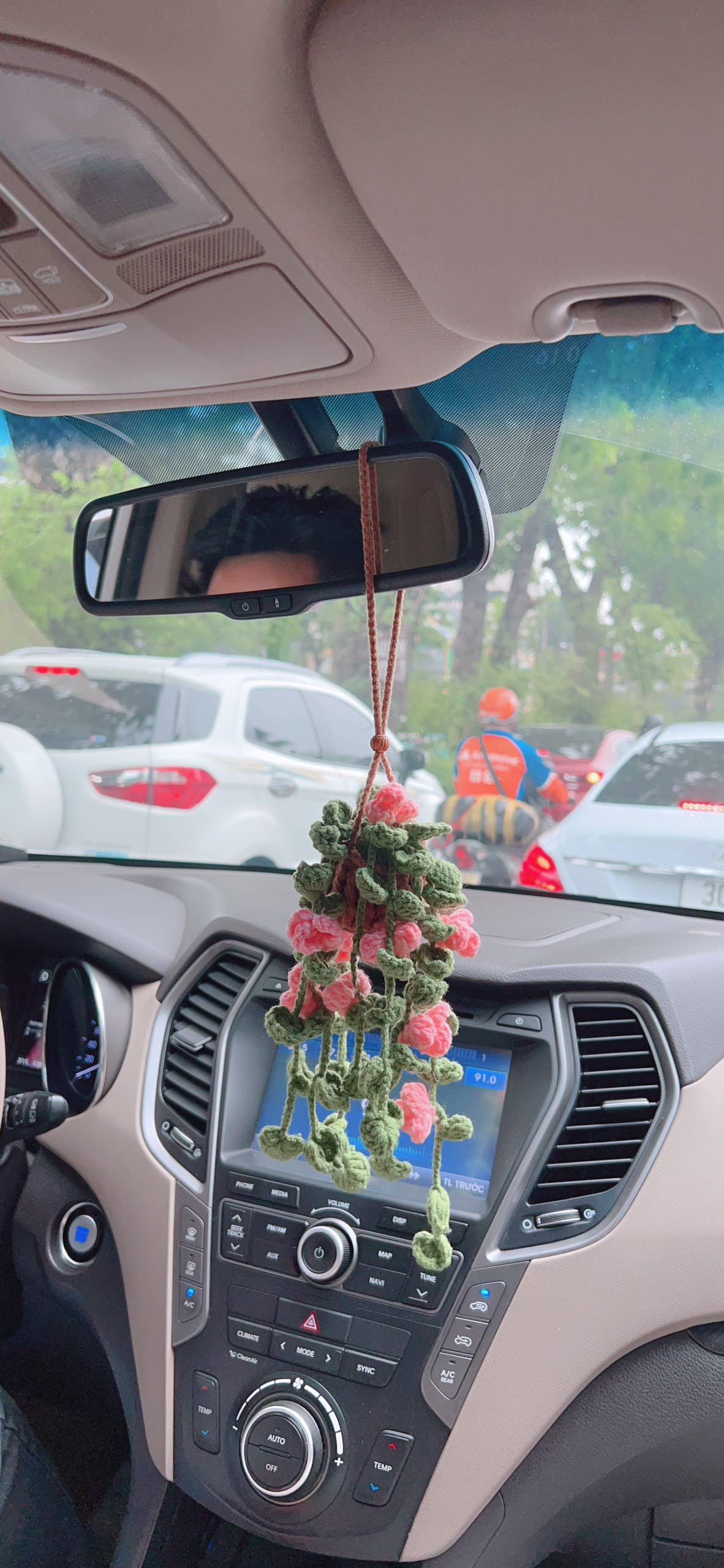 Handmade Mini Pothos Plant Crochet with Rose