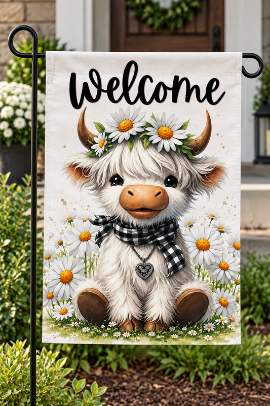 Daisies & Moo Garden Flag