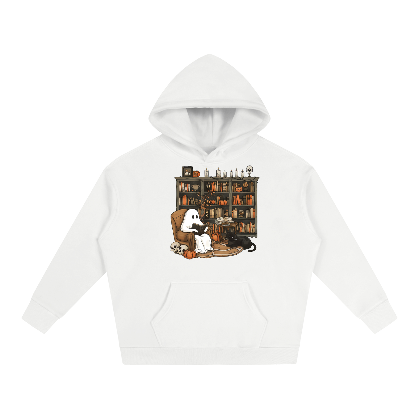 Ghosts & Black Cats Halloween -Oversize Fleeced Hoodie