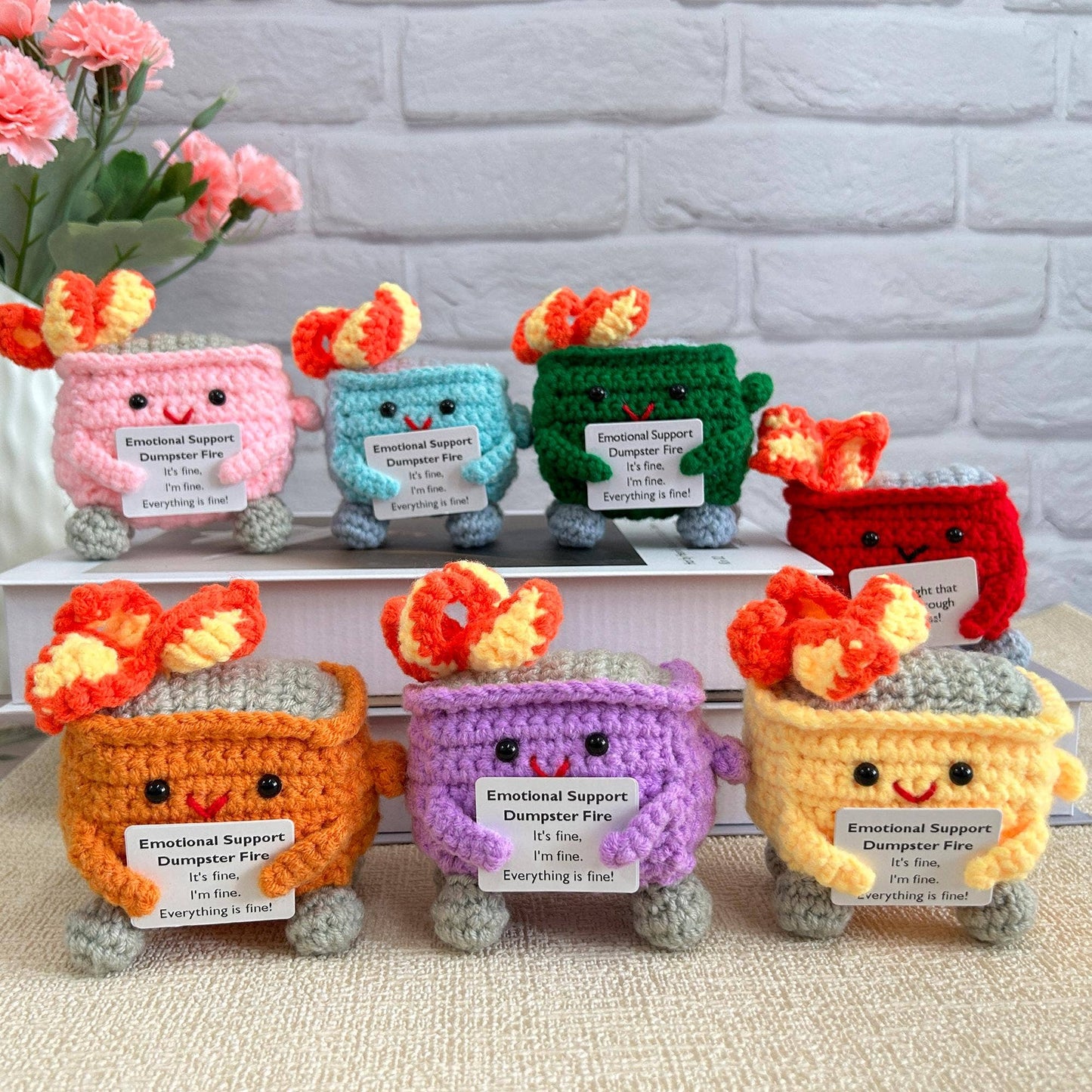 Crochet Emotional Support Dumpster Fire,Handmade Stuffed Toy