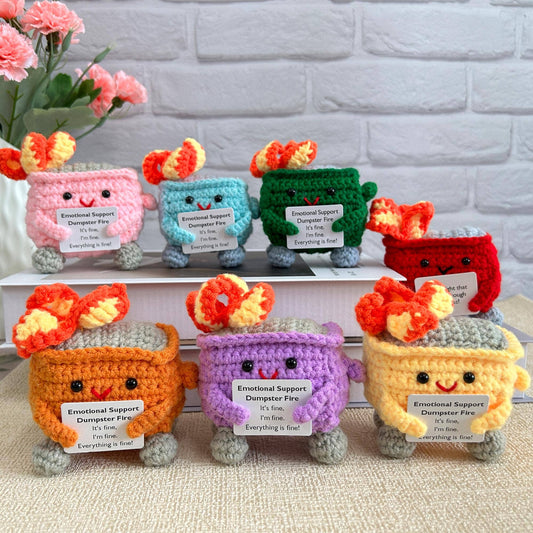 Crochet Emotional Support Dumpster Fire,Handmade Stuffed Toy