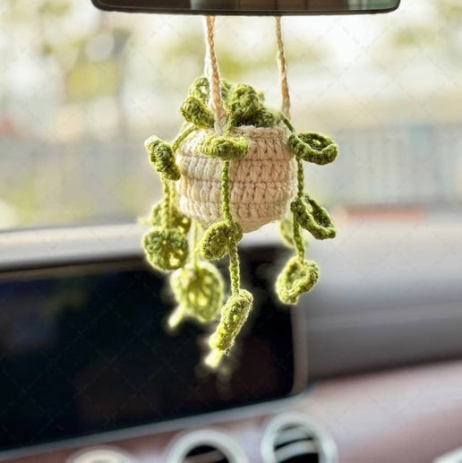 Crochet Monstera Car Plant Hanging Pendant