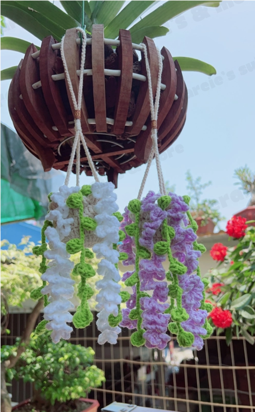 Crochet Wisteria Car Plant Hanging Accessory