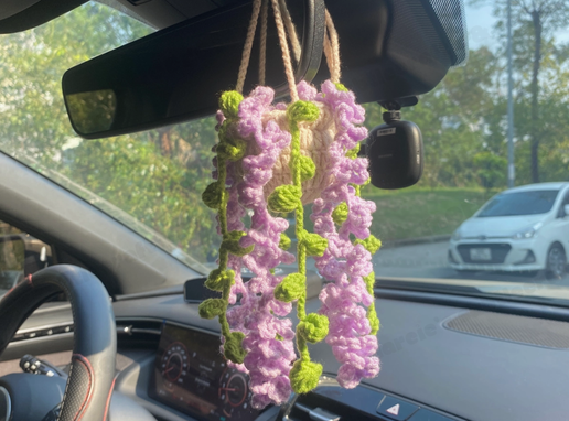 Crochet Wisteria Car Plant Hanging Accessory