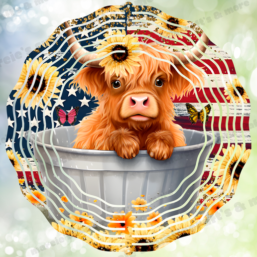 Highland Cow - Americana Wind Spinner