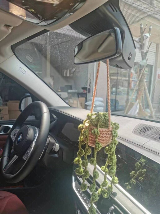 Crochet Succulent Plant Car Hanging Ornament, Home Decor