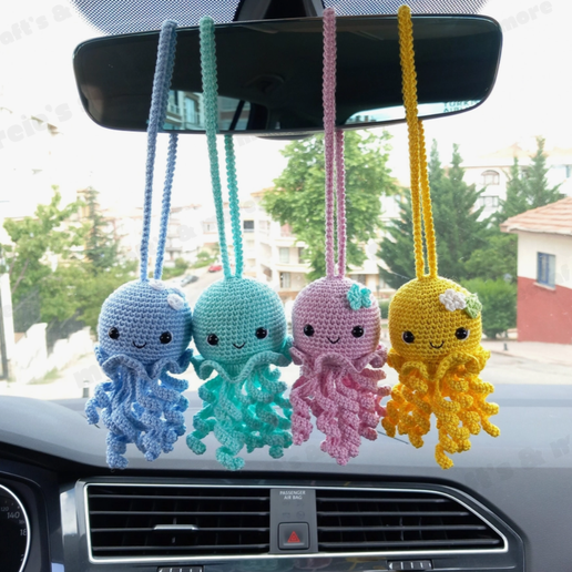 Crochet Jellyfish Car Mirror Hanging Accessories