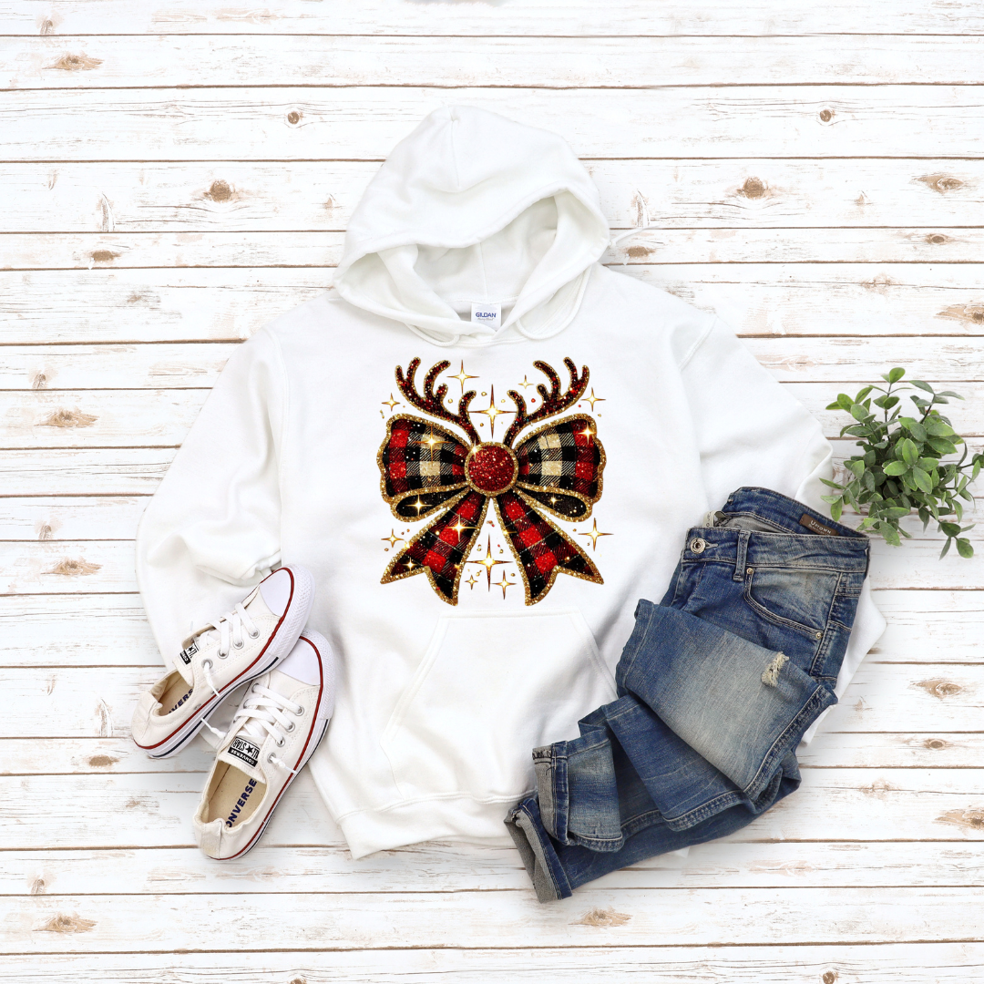 Christmas Reindeer Bow Hoodie